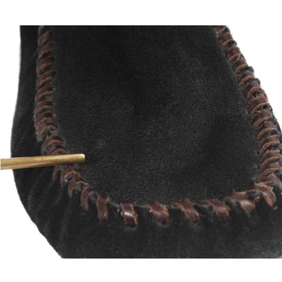 SAM EDELMAN Black ‘Alabama’ Suede Studded Knee High Moccasin Wedge Boots Size 8 - Picture 6 of 8